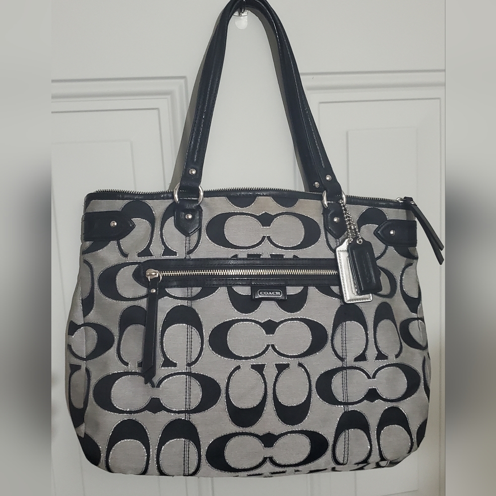 Coach Daisy Signature Outline Emma Metallic Tote Style: F23938 EUC
